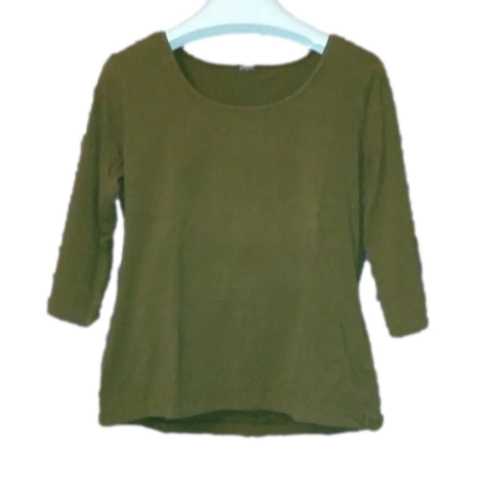 WOMENS SMALL Olive Green 3/4 Sleeve Tshirt